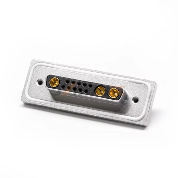 Waterproof D-Sub 13W3 Female Combo Connector for PCB Mount, Signal and Power, IP67