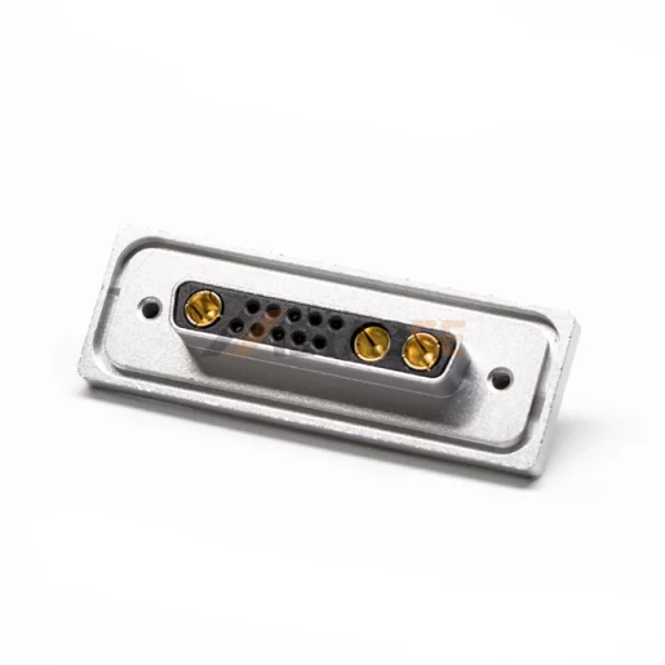 Waterproof 13W3 D-Sub 13 Pin Female Connector, PCB Mount, Signal and Power, Machined Contacts, IP67