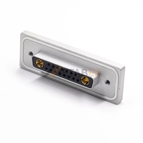 Waterproof 17W2 D-Sub 17 Pin Female Combo Connector, Signal and Power, PCB Mount, IP67
