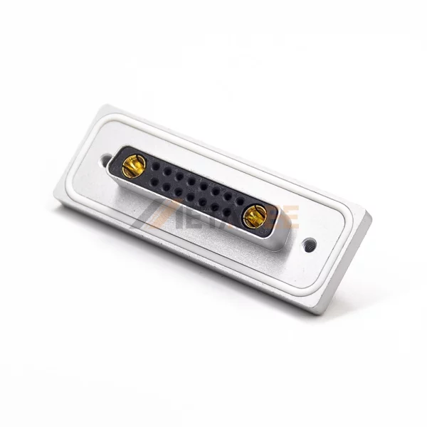 Waterproof 17W2 D-Sub 17 Pin Female Combo Connector for PCB Mount, Right Angle, Signal and Power, IP67