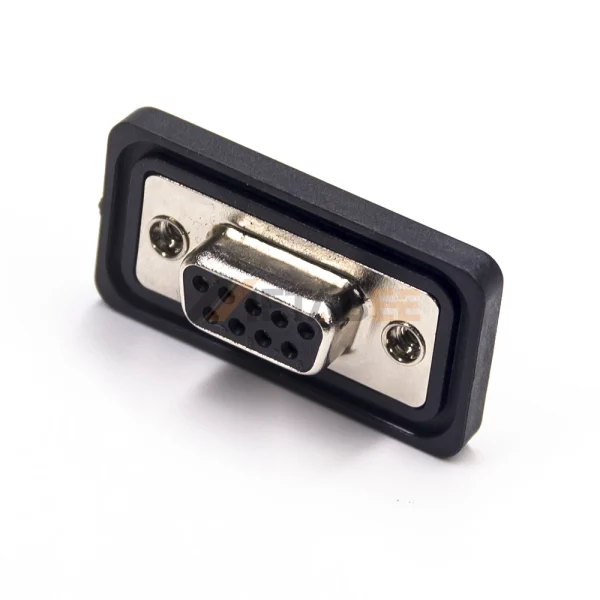 Waterproof D-Sub 9 Pin Female Connector for PCB Mount, Machined Contacts, 2.77mm Pitch, IP67