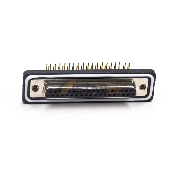 Waterproof DB37 Female Connector for PCB Mount, Right Angle, Machined Contacts, 2.77mm Pitch, IP67