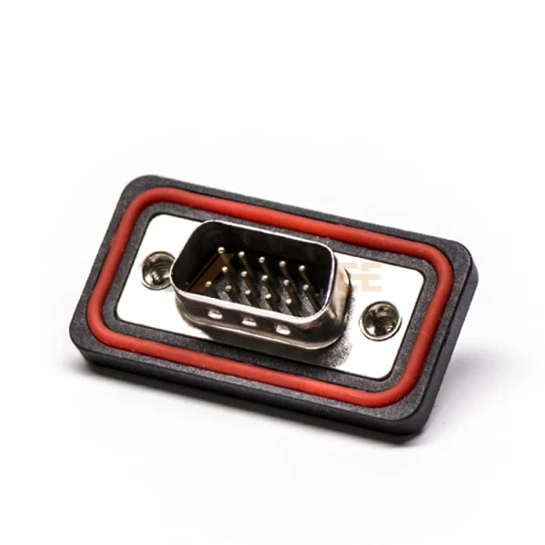 Waterproof D-Sub 15 Pin VGA Male Connector, Cable Type, Machined Contacts, 2.29mm Pitch, IP67