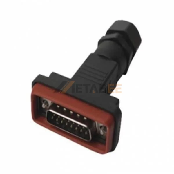 Waterproof D-Sub 15 Pin Female Standard Connector with Plastic Hood, Solder Cable Type, 2.77mm Pitch, IP68
