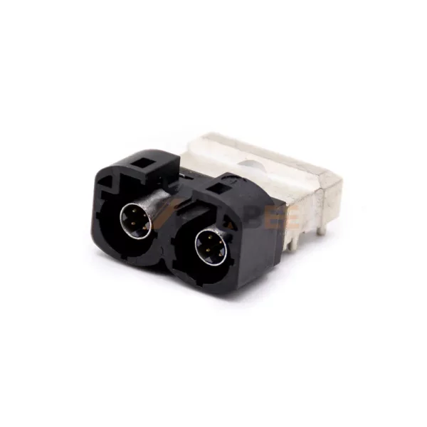 Right Angle HSD D Code 4+8 Pin Plug Connector for PCB, Through Hole 01