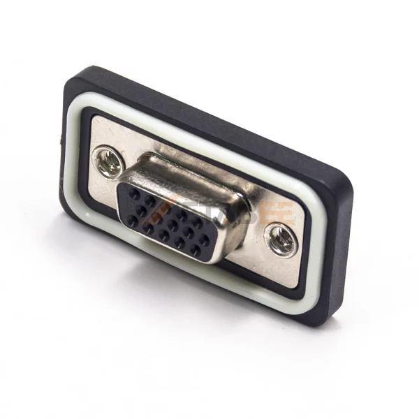 Waterproof D-Sub HD15 Female Connector for PCB Mount, Machined Contacts, 2.29mm Pitch, IP67