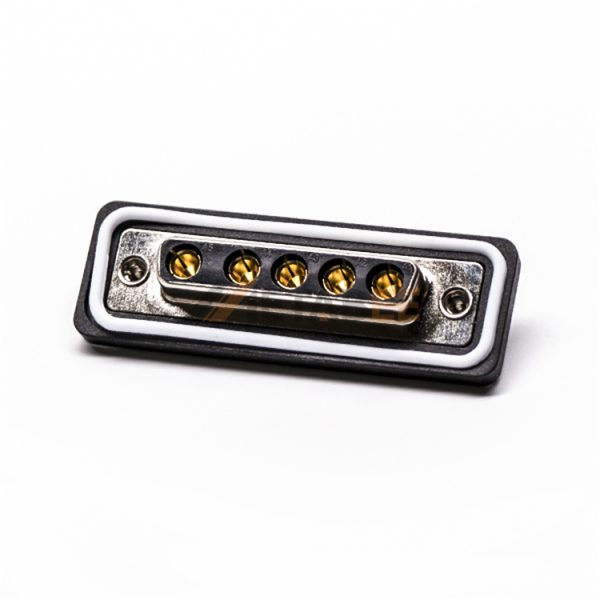 Waterproof 5W5 D-Sub 5 Pin Female Power Connector, Cable Type, Solder Cup, IP67