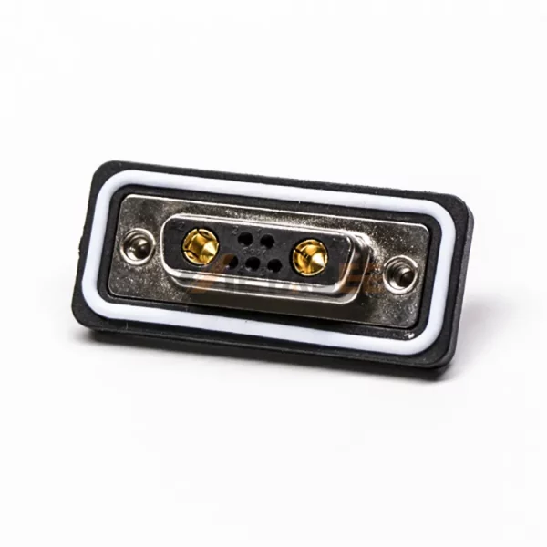 Waterproof 7W2 D-Sub Female Combo Connector for PCB Mount, IP67, Power & Signal
