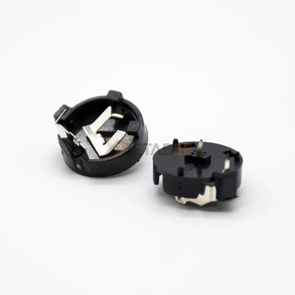 CR1220 Coin Cell Battery Holder for PCB Mount, DIP, 12.5mm, Black 01