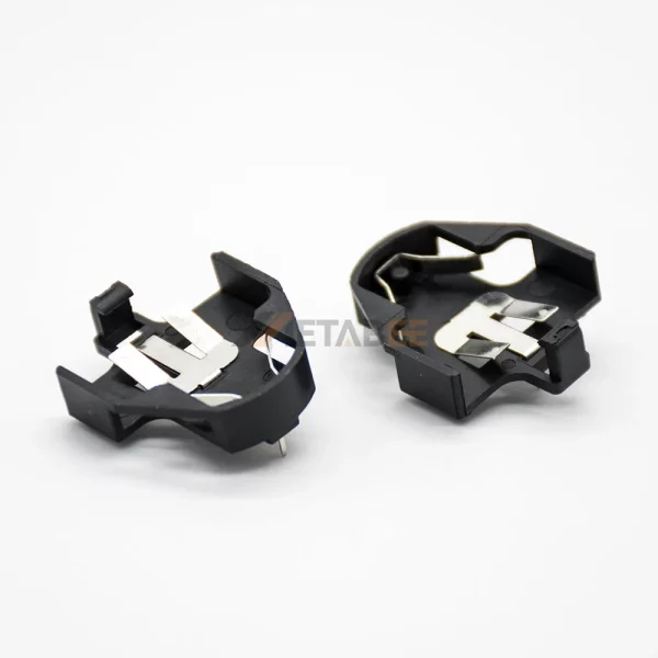 CR2032 Button Cell Battery Holder for PCB, DIP Through Hole, 20mm, Black 01