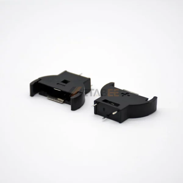 CR2032 Button Cell PCB Battery Holder, DIP, 3-Pin, Vertical Mount, 20mm, Black 01