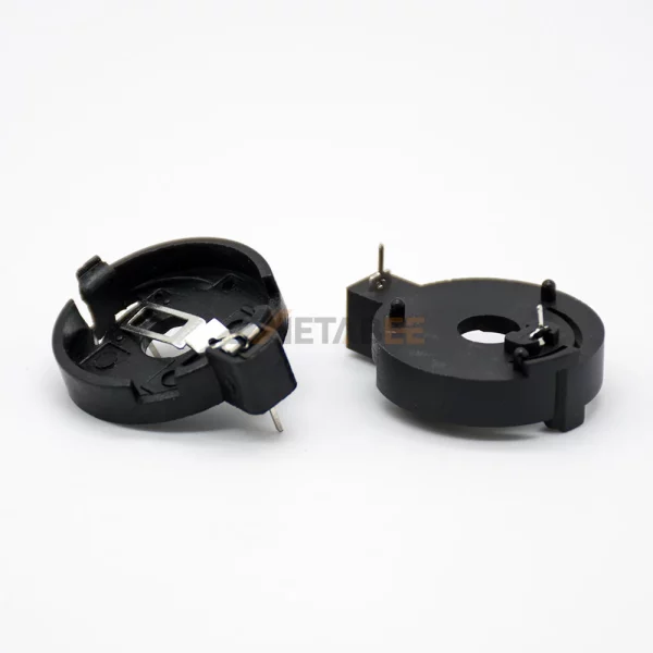 CR2032 Coin Cell Battery Holder for PCB, DIP Through Hole, 20mm, Black 01