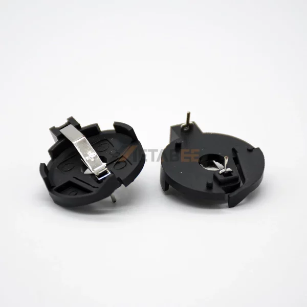 CR2032 Coin Cell Battery Holder for PCB Mount, DIP Through Hole, 20mm, Black 01