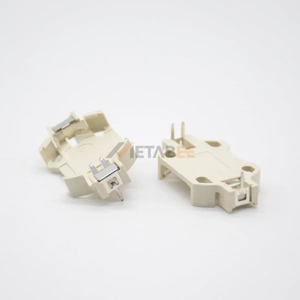 CR2032 Coin Cell Battery Holder for PCB Mount, DIP Through Hole, 20mm, White 01