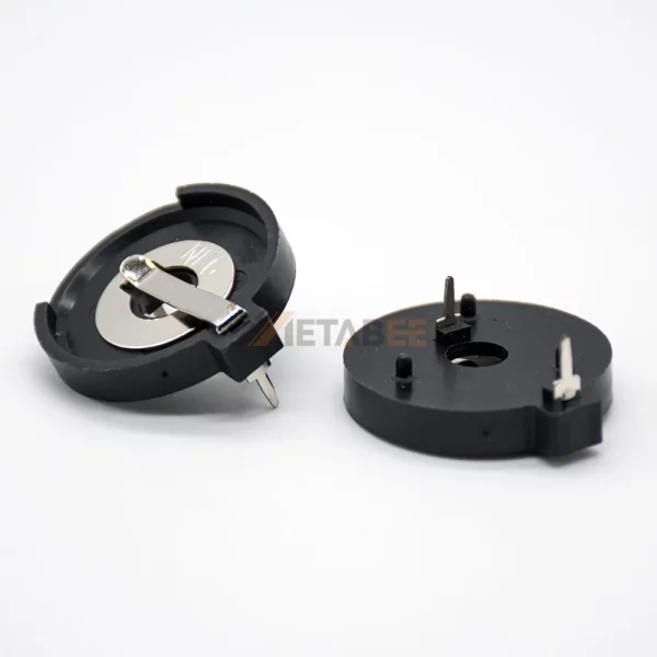 CR2477 CR2450 Coin Cell Battery Holder for PCB Mount, DIP, 24mm, Black 01