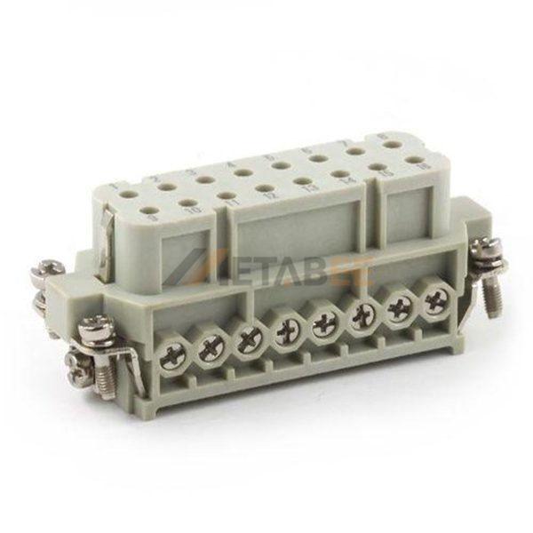 HA-016-F HA Series 16-Pin Female Heavy Duty Connector Insert, 16+PE, Screw Terminal