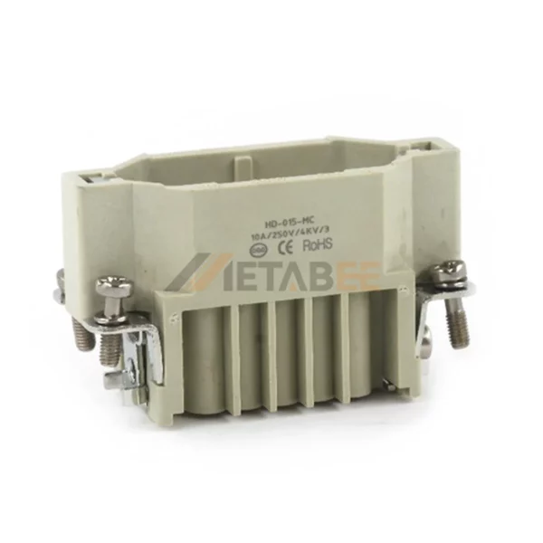 HD-015 HD Series 15-Pin Heavy Duty Connector Male/Female Insert, Crimp Terminal, Size 10A