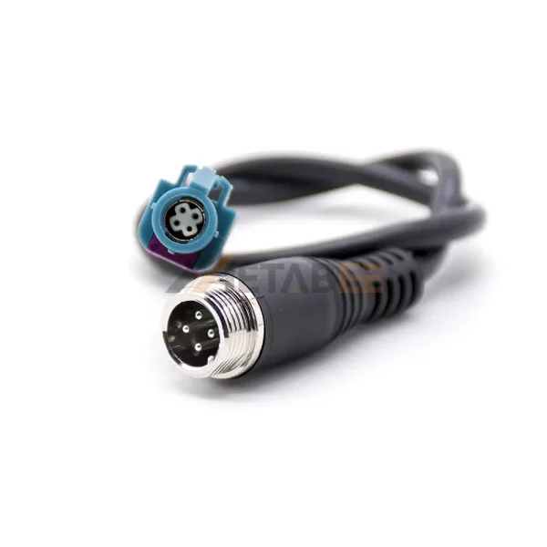 HSD Z-Coded 4 Pin Jack to GX12 4 Pin Plug Cable Assembly 01
