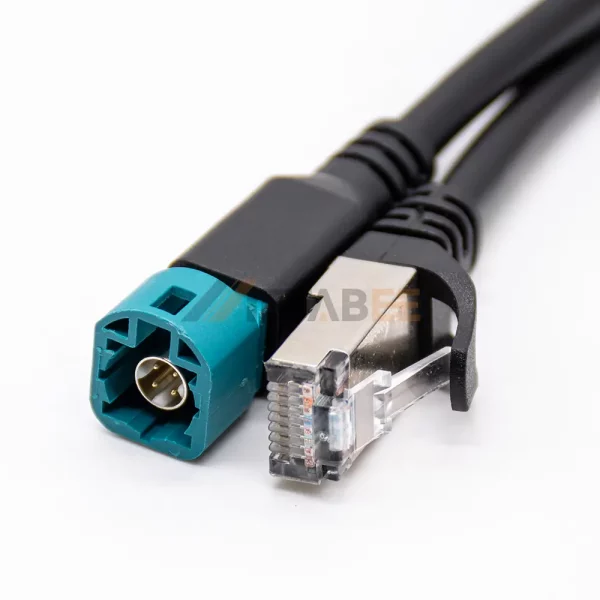 HSD Z-Coded 4 Pin Plug to RJ45 Plug Cable Assembly 01