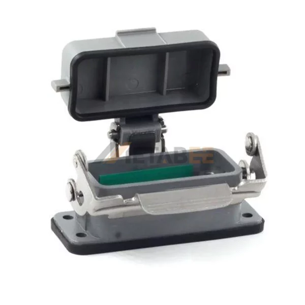 Heavy Duty Connector H16A Series Bulkhead Mounting Housing with Plastic Cover, Bottom Entry