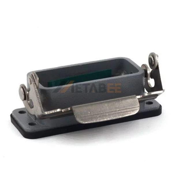 H10A Series Heavy Duty Connector Housing with Single Lever, Bulkhead Mounting, Bottom Entry