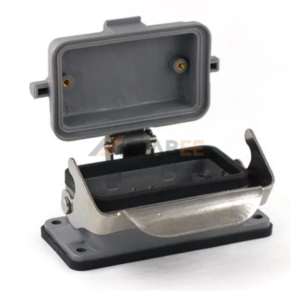 H10B Series Heavy Duty Connector Housing with Plastic/Metal Cover, Bulkhead, Bottom Entry,1 Lever