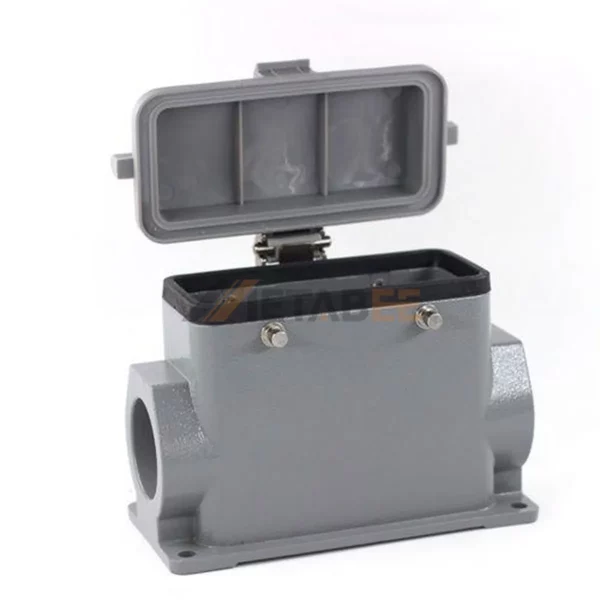 H10B Series Heavy Duty Connector Housing with Plastic Cover and 4 Bolts, Surface Mounting, Side Entry