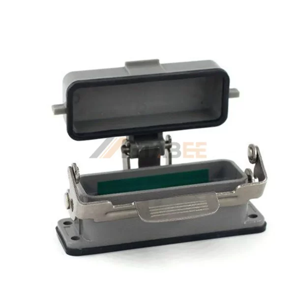 Heavy Duty Connector H16A Series Bulkhead Mounting Housing with Plastic Cover, Bottom Entry