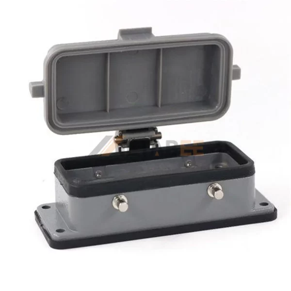 H16B Series Heavy Duty Connector Housing with Plastic/Metal Cover and 4 Bolts, Bulkhead, Bottom Entry