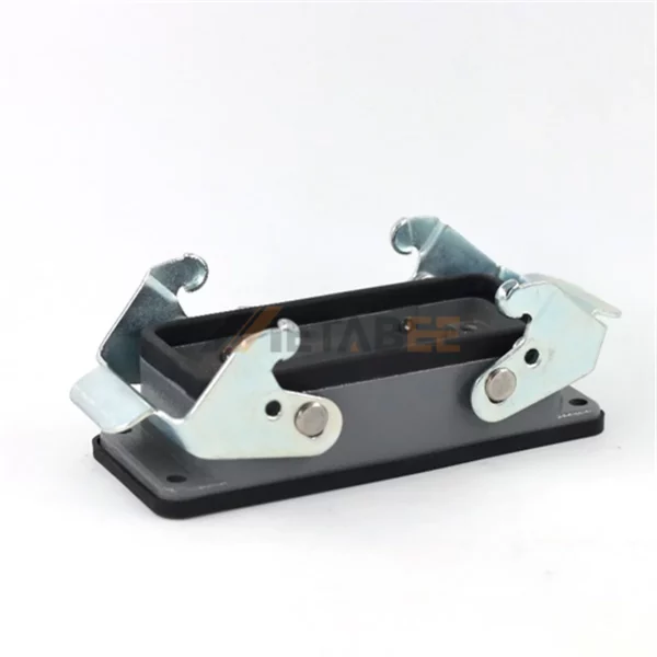 H16B Series Heavy Duty Connector Housing with Double Lever, Bulkhead, Bottom Entry