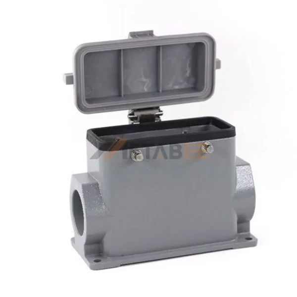 H16B Series Heavy Duty Connector Housing with Plastic Cover, Surface Mounting, Side Entry, 4 Bolts