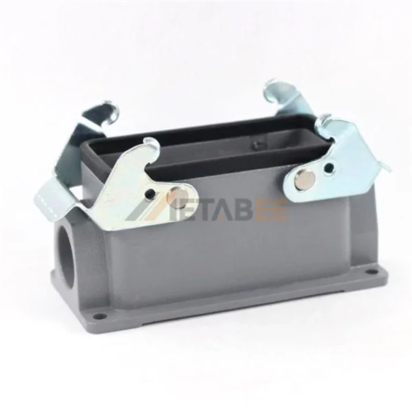 H16B Series Heavy Duty Connector Housing, Surface Mounting, Side Entry, 2 Locking Levers