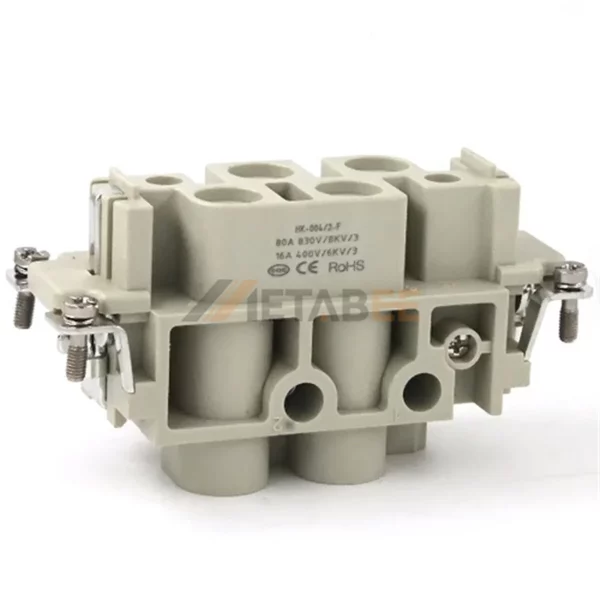 HK-4/2 HK Series 6-Pin Heavy Duty Connector Combination Contact Insert, 6+PE, Screw Terminal, Power&Signal