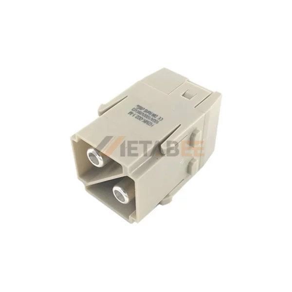 HM-002 HM Series 2 Pin Male/Female Heavy Duty Connector Module Inserts, 1000V/100A, Axial Screw Terminal