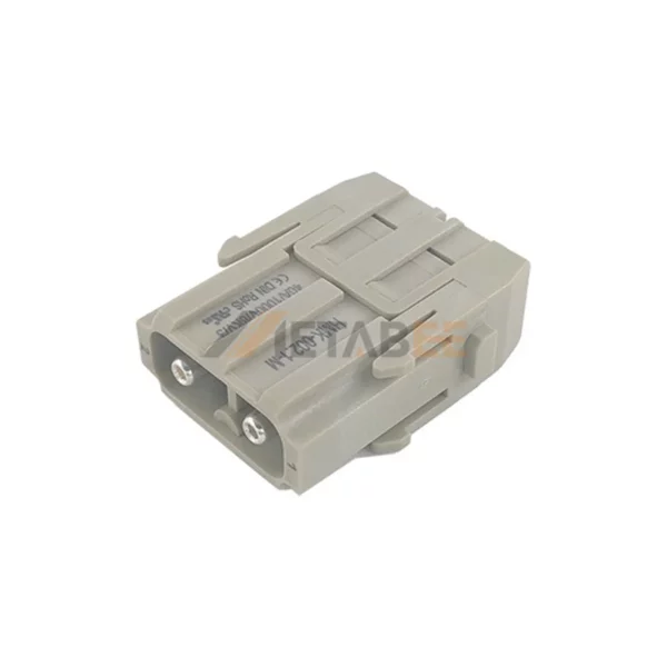HM-S02 HM Series 2 Pin Male/Female Heavy Duty Connector Module Inserts, 1000V/40A, Axial Screw Terminal