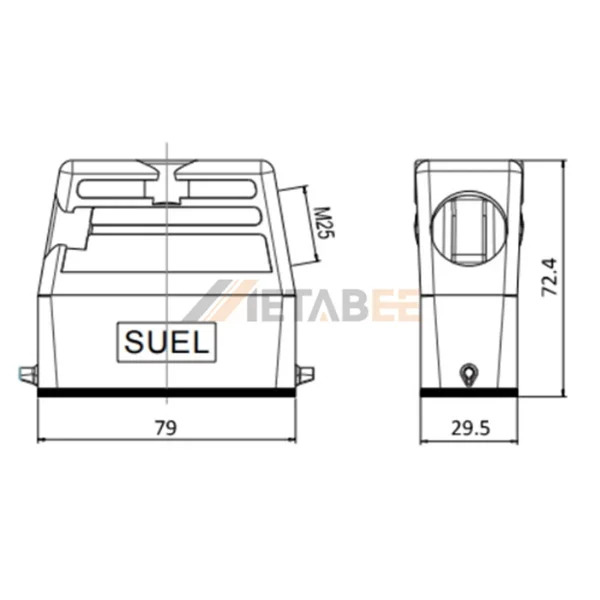 H16A Series Heavy Duty Connector Hood with 2 Bolts, Side Entry, Size 16A