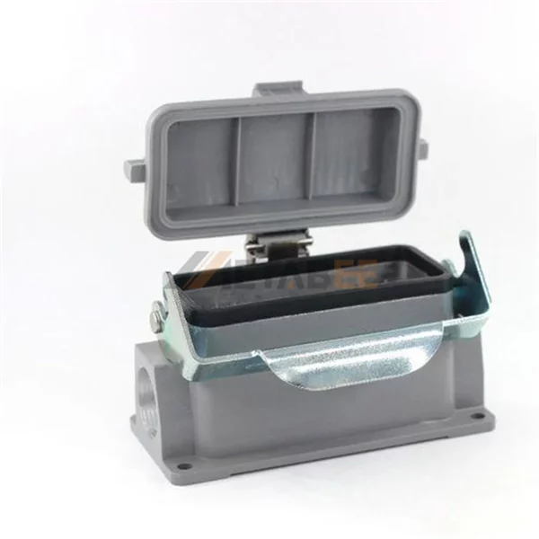 H16B Series Heavy Duty Connector Housing with Plastic Cover, Surface Mounting, Side Entry, 1 Locking Lever