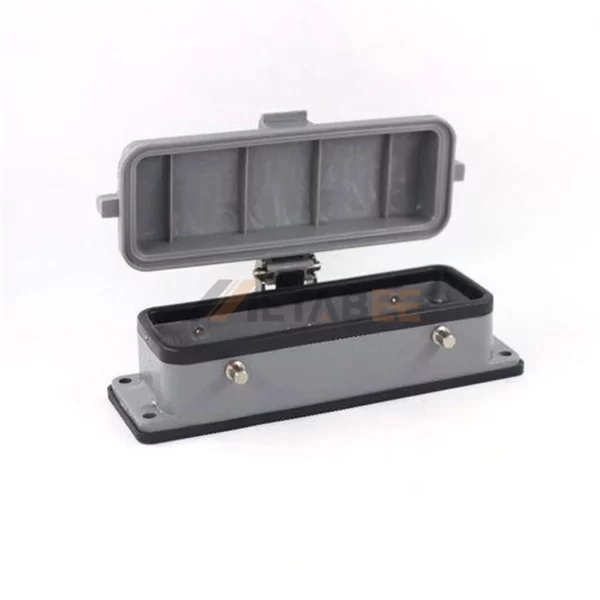 H24B Series Heavy Duty Connector Housing with Plastic/Metal Cover, Bulkhead, Bottom Entry, 4 Bolts