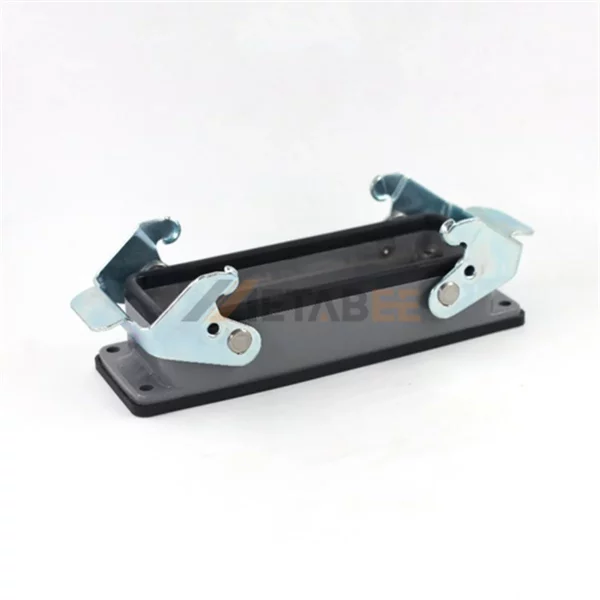 H24B Series Heavy Duty Connector Housing with 2 Levers, Bulkhead Mounting, Bottom Entry