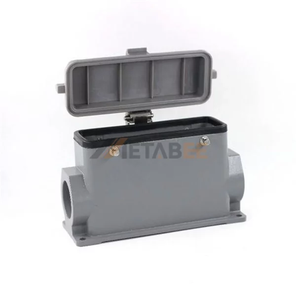 H24B Series Heavy Duty Connector Housing with Plastic Cover and 4 Bolts, High Construction, Surface Mounting, Side Entry