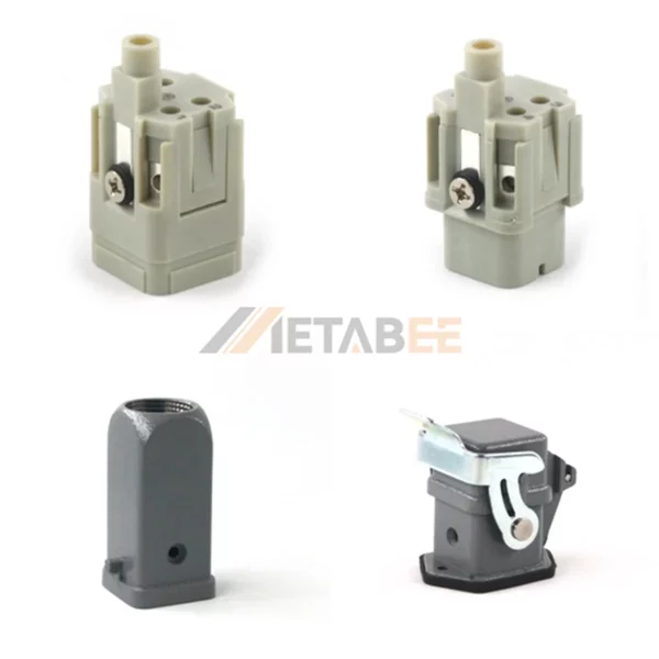 Heavy Duty Connector HA 4+PE Bulkhead Base with Cover H3A Top/Side Entry 10A/250V
