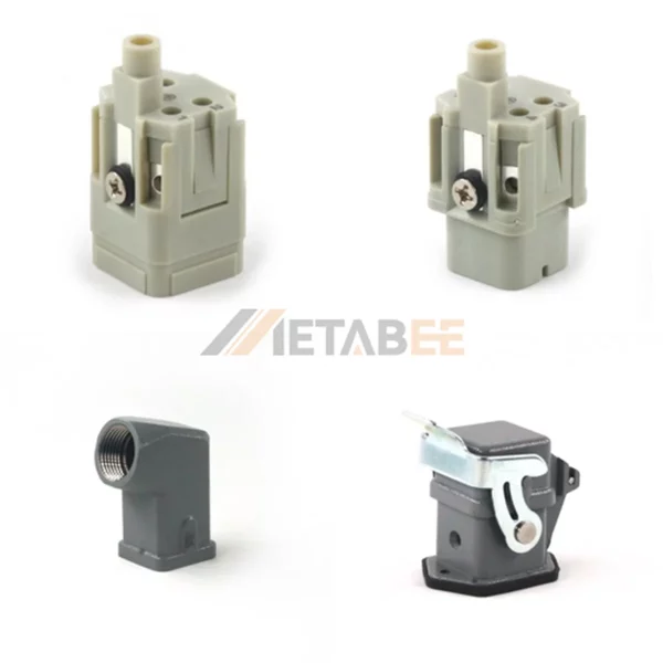 Heavy Duty Connector HA 4+PE Bulkhead Base with Cover H3A Top/Side Entry 10A/250V