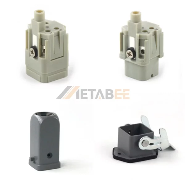 HA Series Heavy Duty Connector, 4+PE, Screw Terminal, Bulkhead Mounting, Top/Side Entry, 10A/250V