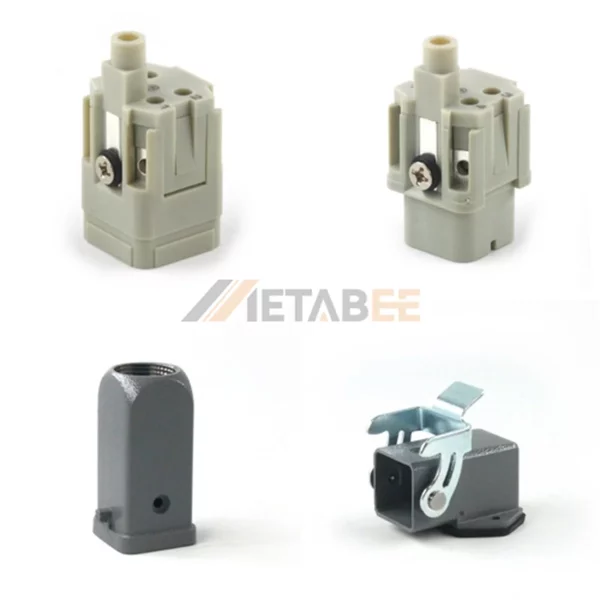 HA Series Heavy Duty Connector, 4+PE, Screw Terminal, Side Bulkhead, Top/Side Entry, 10A/250V