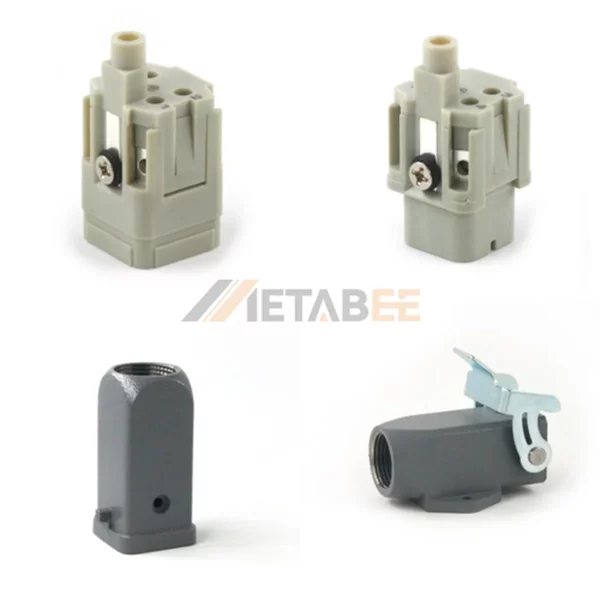 HA Series Heavy Duty Connector Assembly, 4+PE, Screw Terminal, Surface Mounting, Top/Side Entry, 10A/250V