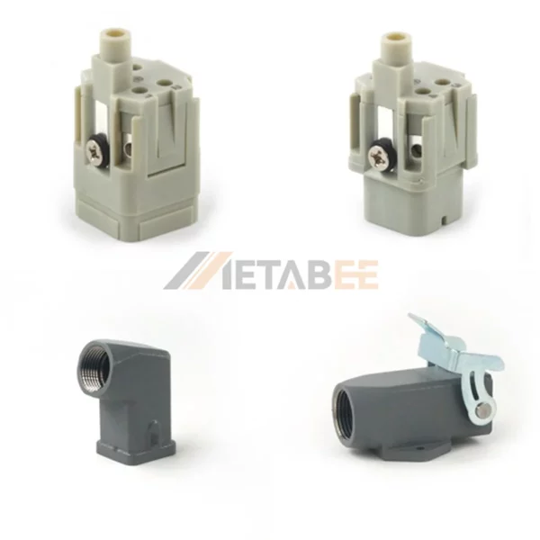 HA Series Heavy Duty Connector Assembly, 4+PE, Screw Terminal, Surface Mounting, Top/Side Entry, 10A/250V