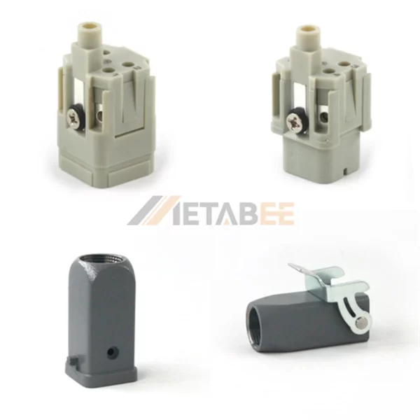 HA Series Heavy Duty Connector Assembly, 4+PE, Screw Terminal, Cable to Cable, Top/Side Entry, 10A/250V