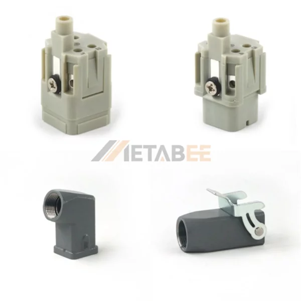 HA Series Heavy Duty Connector Assembly, 4+PE, Screw Terminal, Cable to Cable, Top/Side Entry, 10A/250V