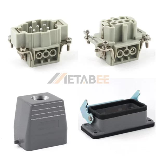 HE Series Heavy Duty Connector, 6+PE, Screw Terminal, Bulkhead Mounting, Top/Side Entry, 16A/500V