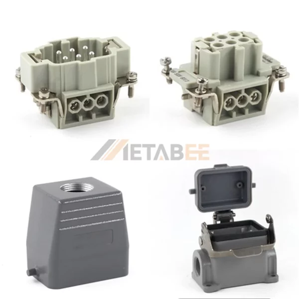HE Series Heavy Duty Connector, 6+PE, Screw Terminal, Surface Mounting, Top/Side Entry, 16A/500V